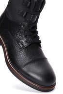 Men's Black Leather Zippered Boots | Derimod