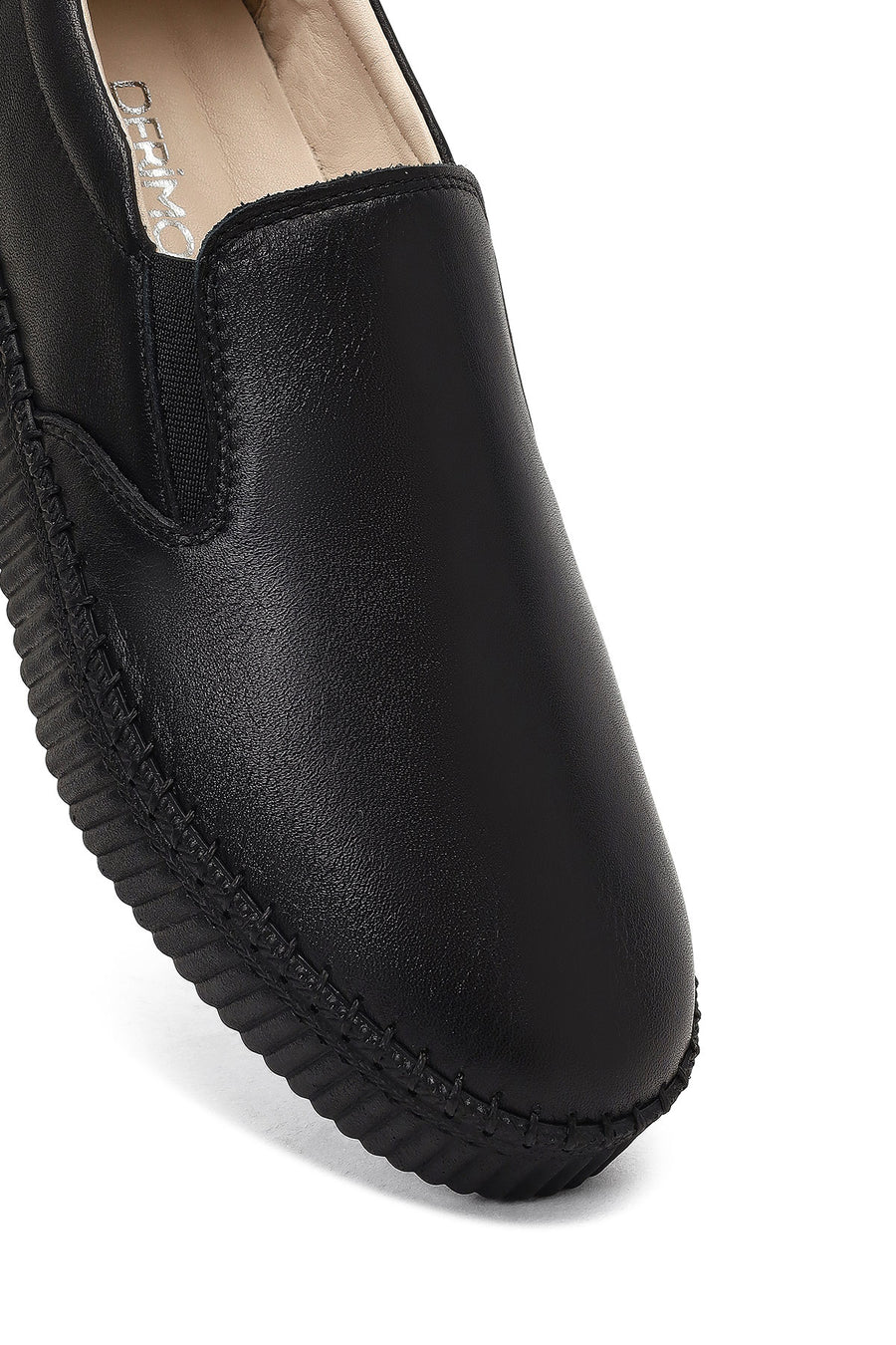 Women's Black Thick-Soled Leather Comfort Shoe