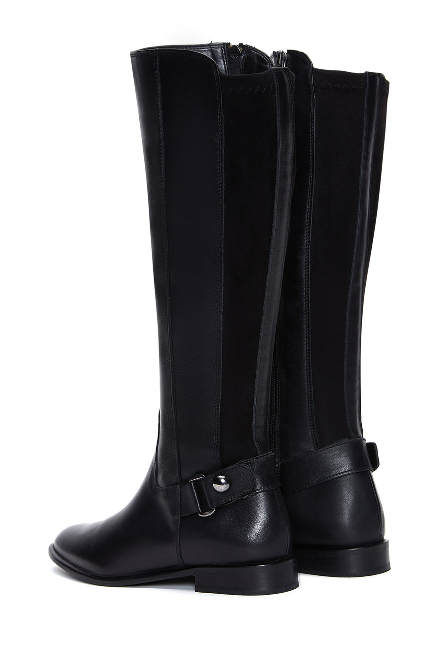 Women's Black Zipper Buckle Detail Boots