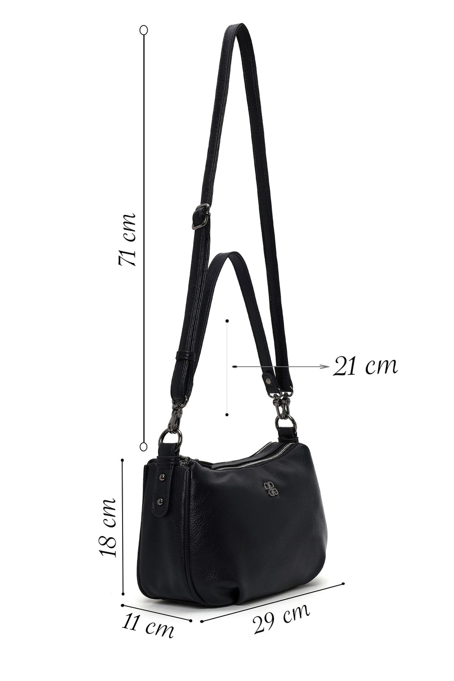 Woman Black Long-Strap Casual Shoulder Bag