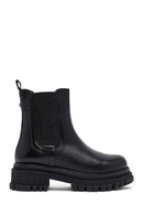 Woman Black Thick Sole Leather Chelsea Boots | Derimod