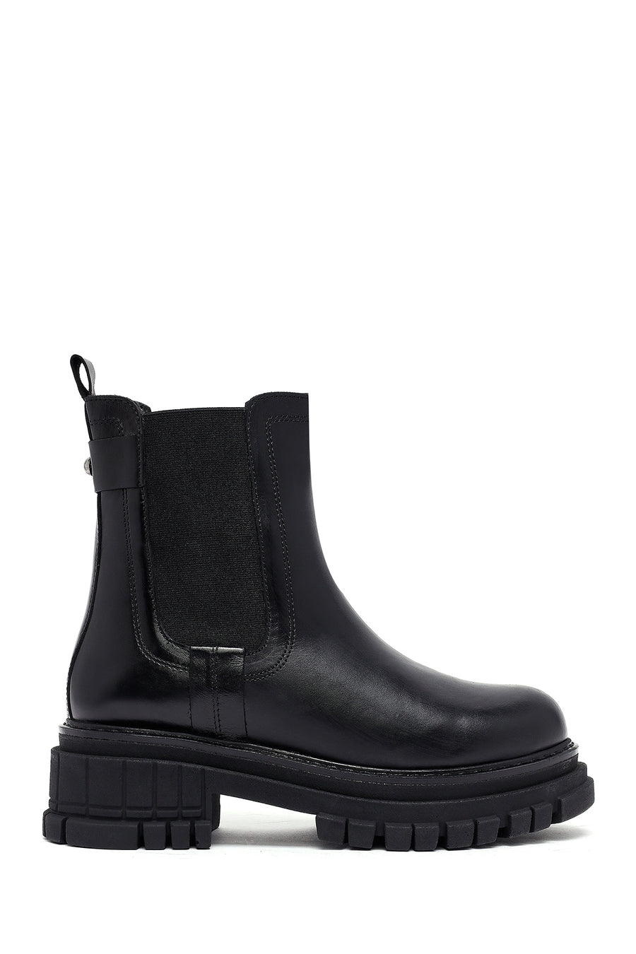 Woman Black Thick Sole Leather Chelsea Boots 25WFD180118 | Derimod