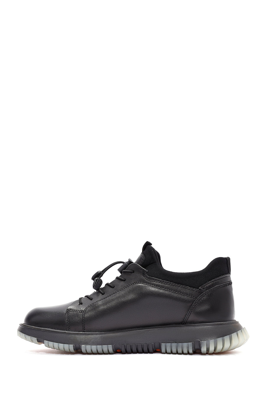 Men's Black Lace-up Leather Sneaker