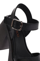 Women's Black Ankle Buckle Platform Chunky High Heel Leather Sandals | Derimod