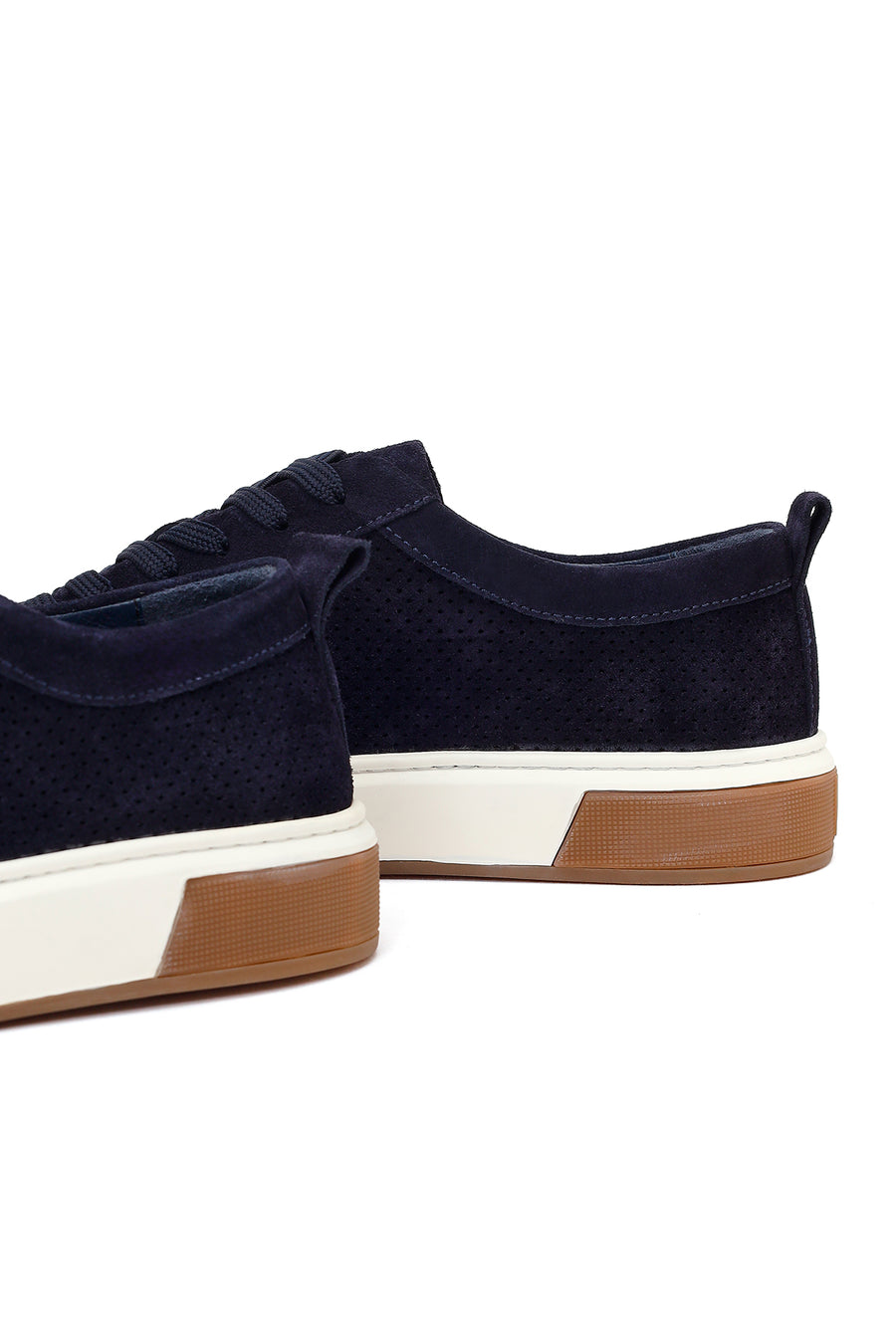 Erkek Lacivert Bağcıklı Süet Deri Sneaker