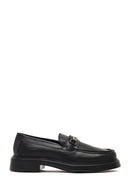 Men's Black Buckled Thick-Soled Leather Loafer | Derimod