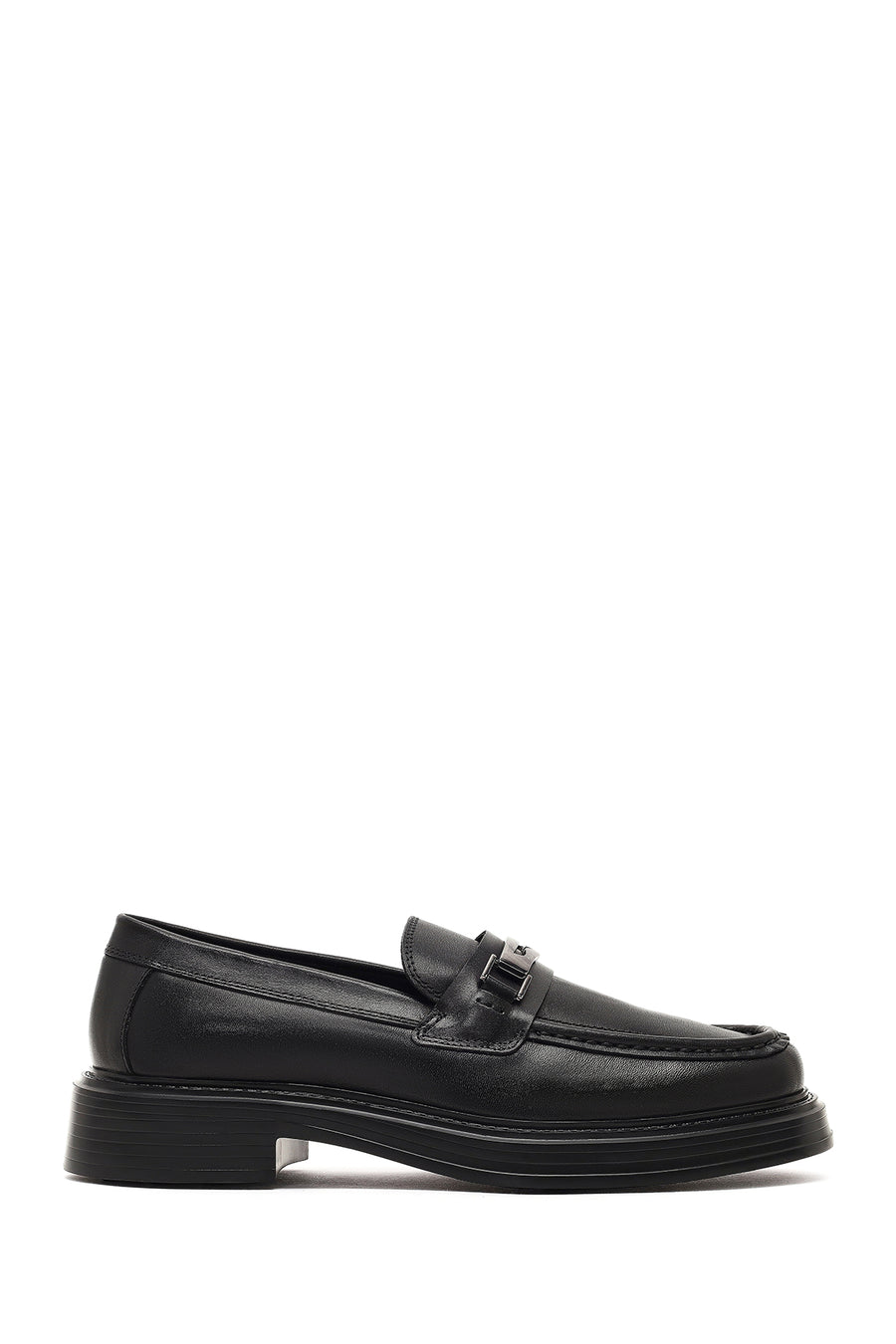Men's Black Buckled Thick-Soled Leather Loafer 25WFD610318 | Derimod