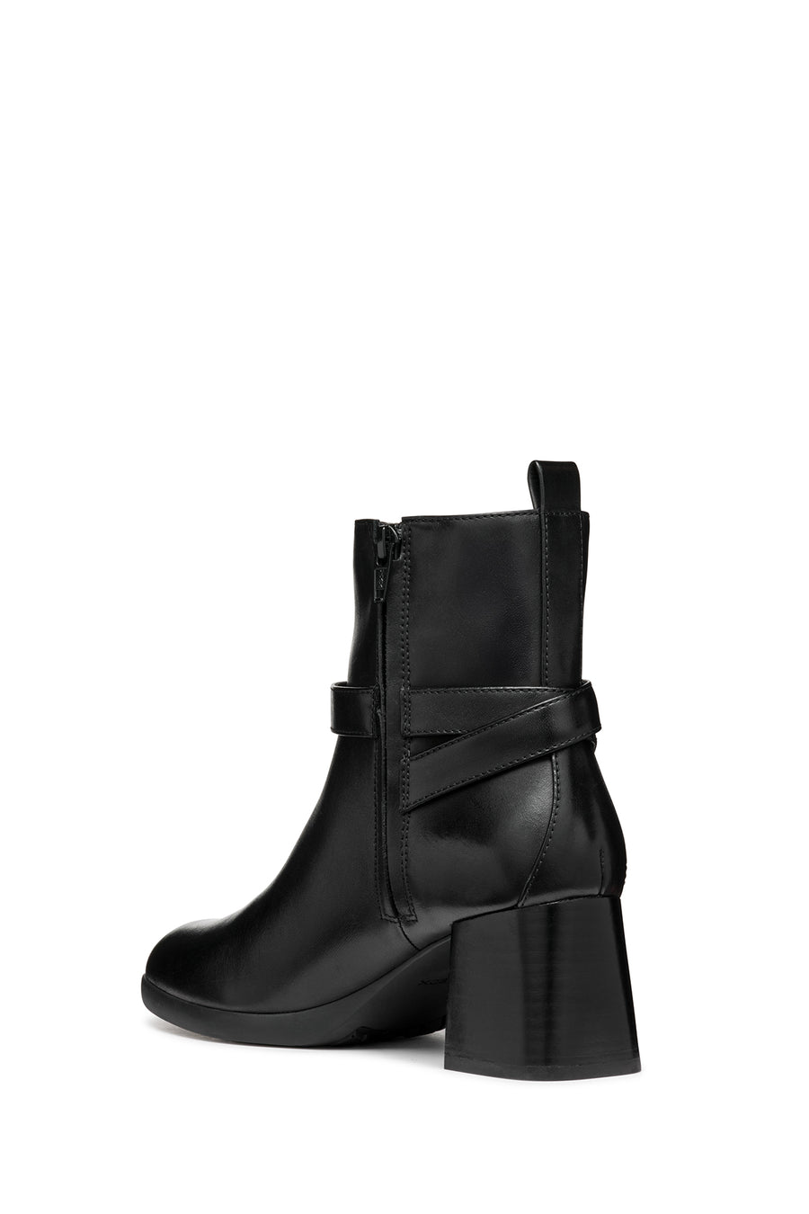 Geox Women's Black Walk Pleasure Zippered Thick Heel Leather Boots