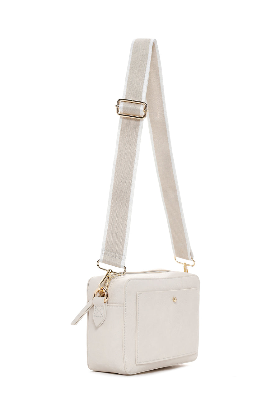 Woman Cream Long-Strap Crossbody Bag