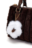 Woman Brown Long-Strap Accessorized Plush Shoulder Bag | Derimod