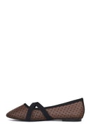 Woman Brown Patterned Fabric Ballet Flats | Derimod