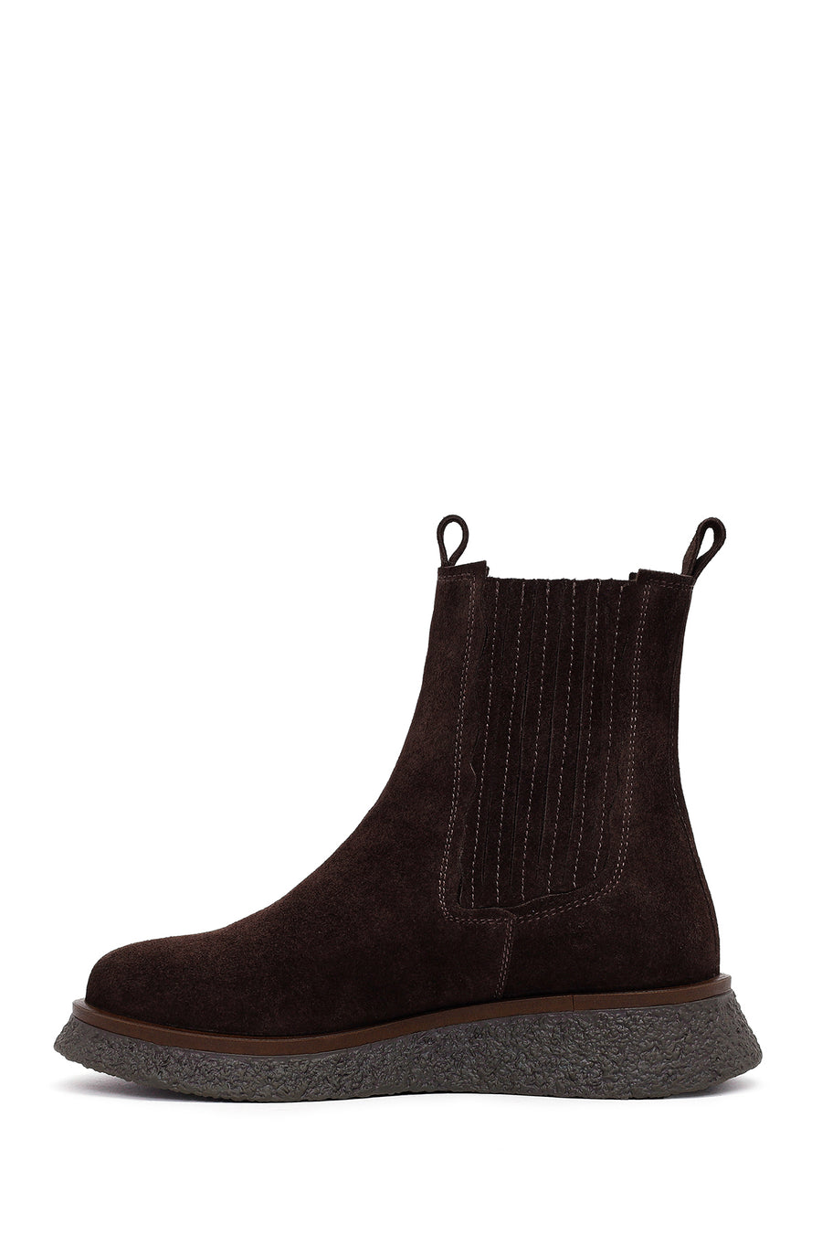 Woman Brown Thick-Soled Suede Chelsea Boots