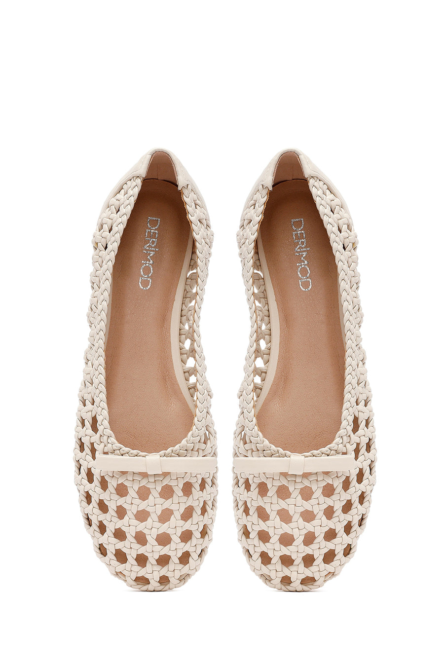 Women's Beige Knitted Ballerinas