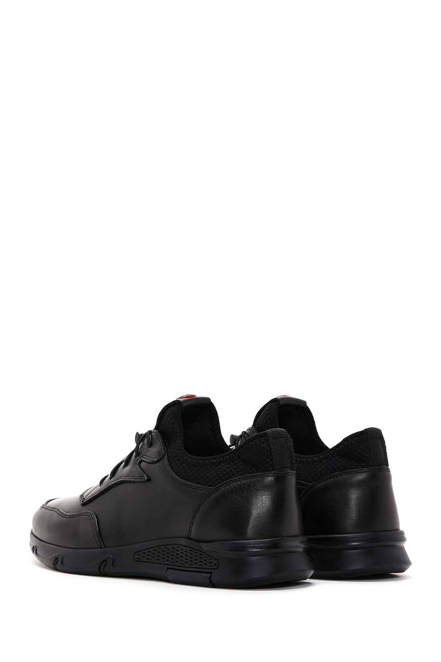 Men's Black Lace-Up Leather Casual Sneaker