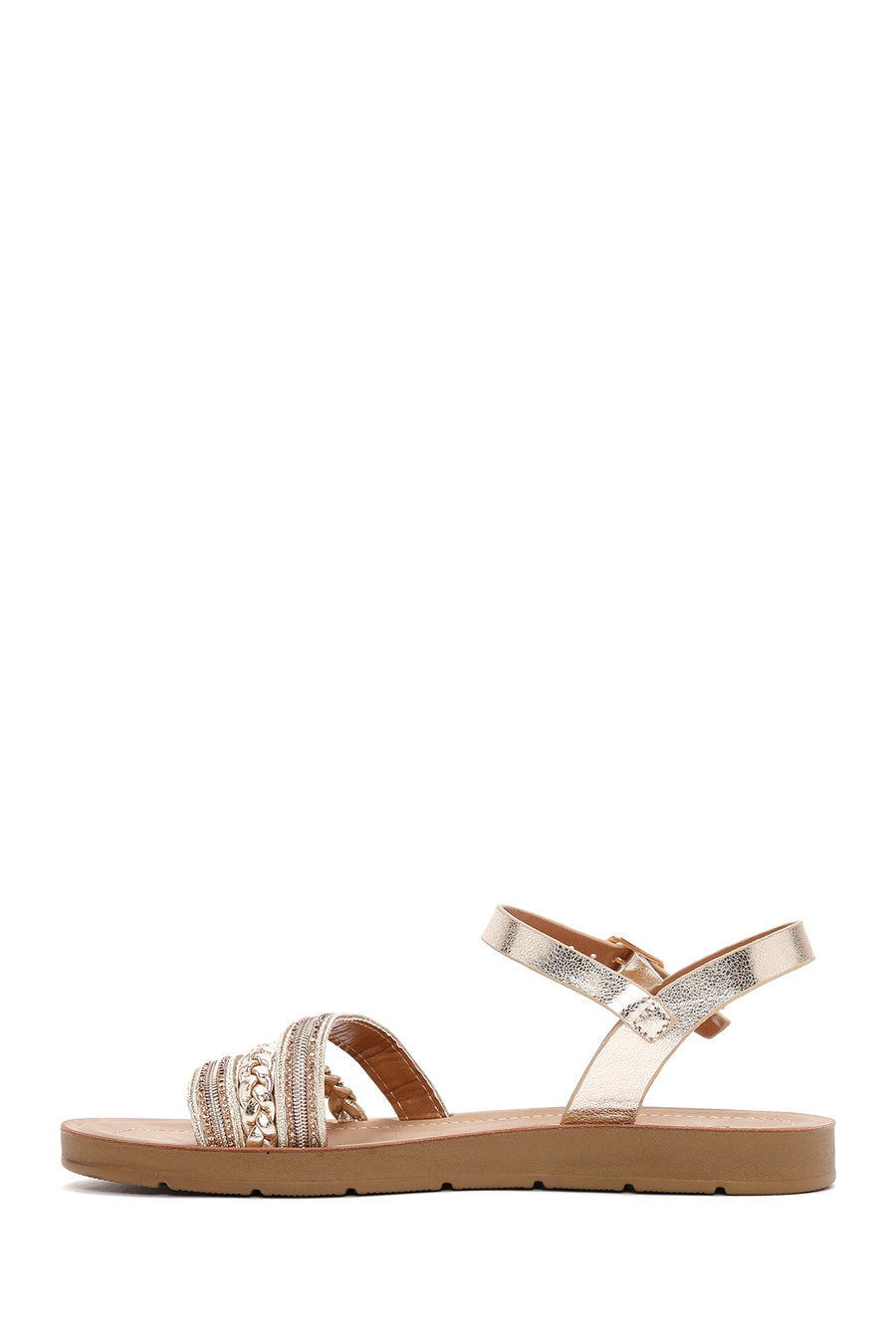 Women's Gold Ankle Strap Stone Sandals