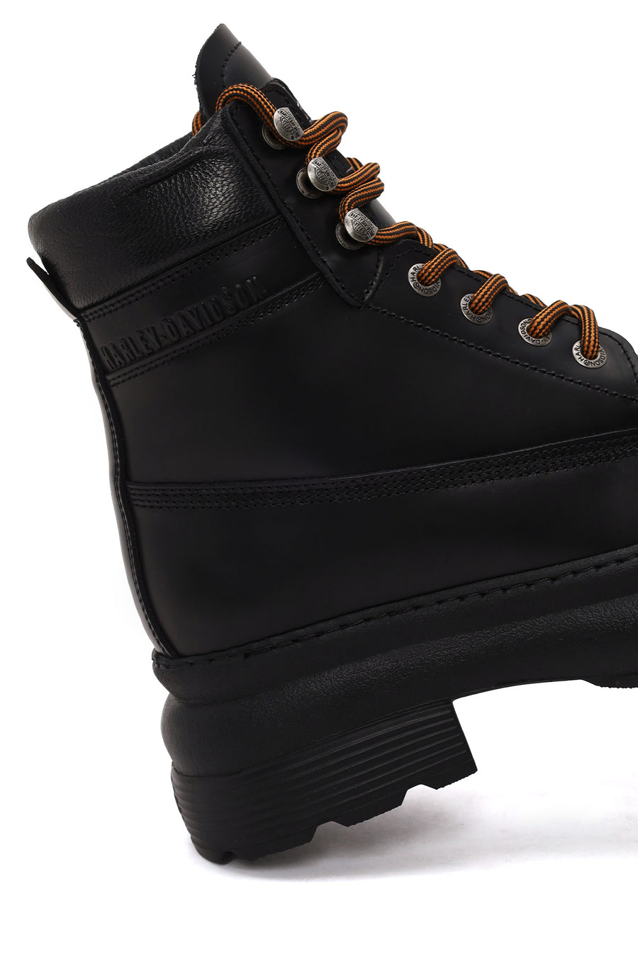 Harley Davidson Woman Black Kitrich Lace-Up Thick-Soled Leather Combat Boots