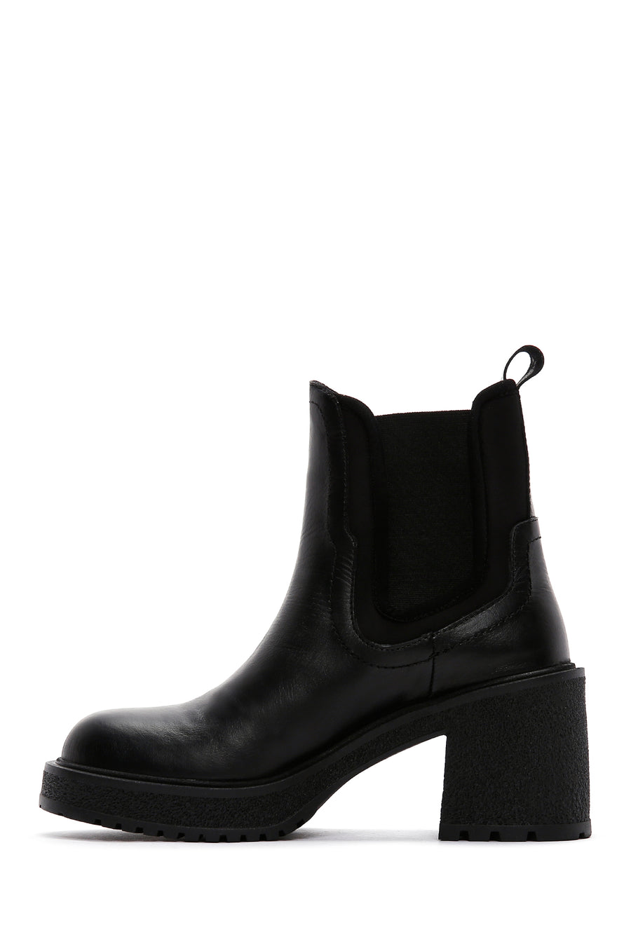 Women's Black Leather Heeled Chelsea Boots