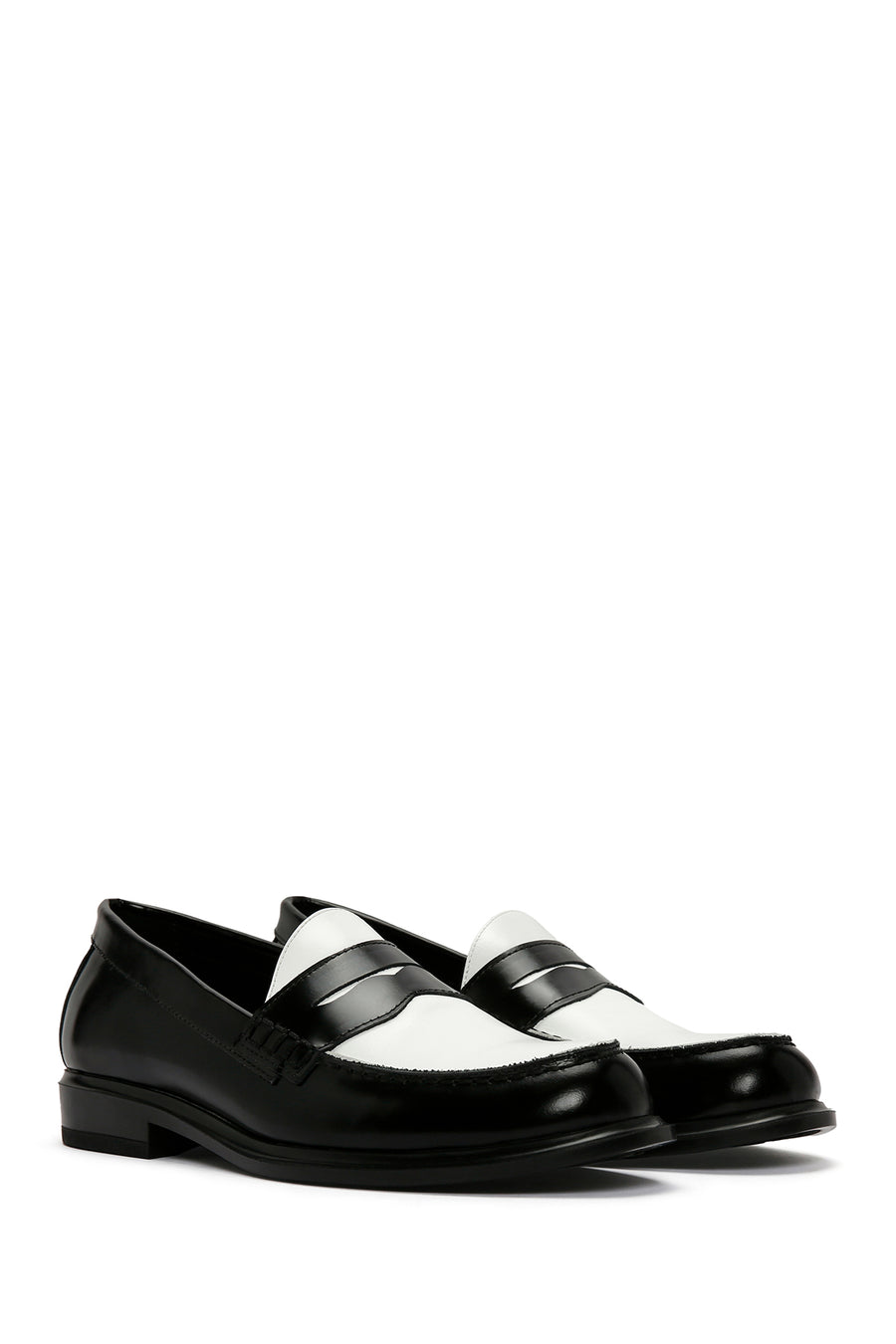 Women's Black Leather Masculine Loafer