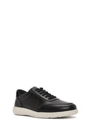 Erkek Siyah Bağcıklı Deri Casual Sneaker | Derimod