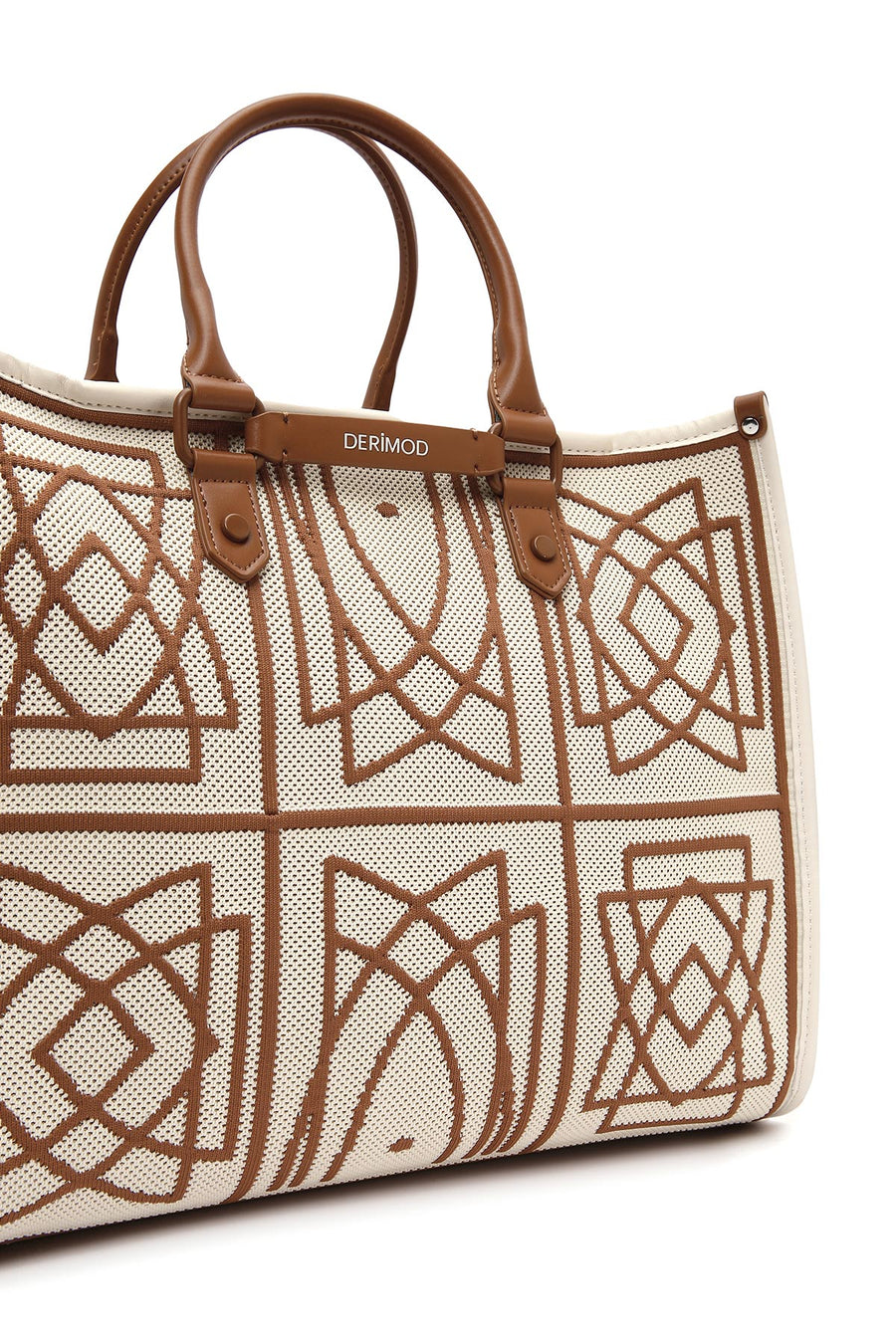 Women's Camel Long Strap Printed Fabric Handbag