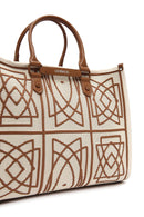 Women's Camel Long Strap Patterned Fabric Shoulder Bag | Derimod