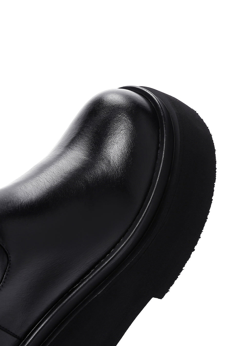 Women's Black Thick Soled Zippered Leather Boots