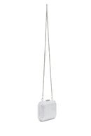 Woman Silver Long Chain Strap Stone-Embellished Mini Box Evening Bag | Derimod