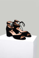 Suede Ankle Strap Women's Heeled Leather Sandals | Derimod