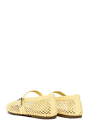 Woman Yellow Mesh Ballerine Shoes | Derimod
