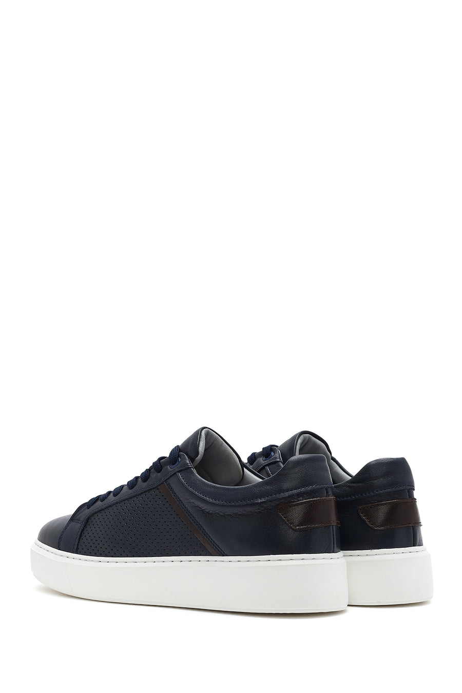 Men's Navy Blue Lace-Up Leather Sneaker