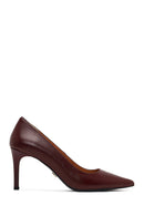 Women's Burgundy Thin Heeled Leather Stiletto | Derimod