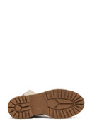 Women's Tan Leather Zippered Flat Boots | Derimod