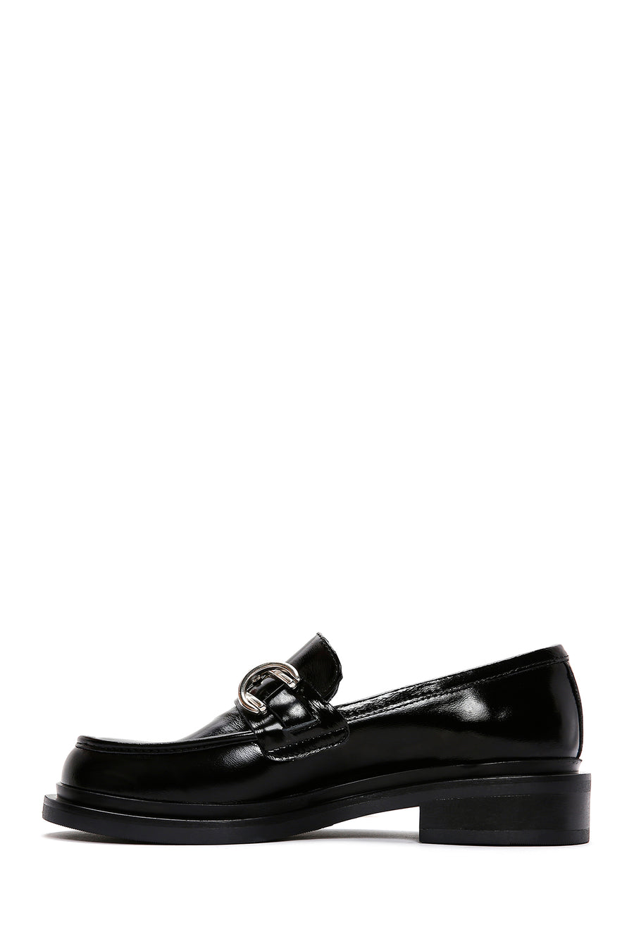 Women's Black Chain Detailed Leather Masculine Loafer