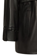 Celine Woman Black A-Line Hooded Leather Coat | Derimod