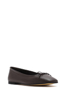 Derimod Flex Woman Brown Bow Leather Ballerine Shoes | Derimod