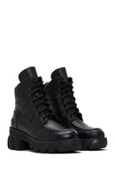 Women's Black Leather Lace-Up Boots | Derimod