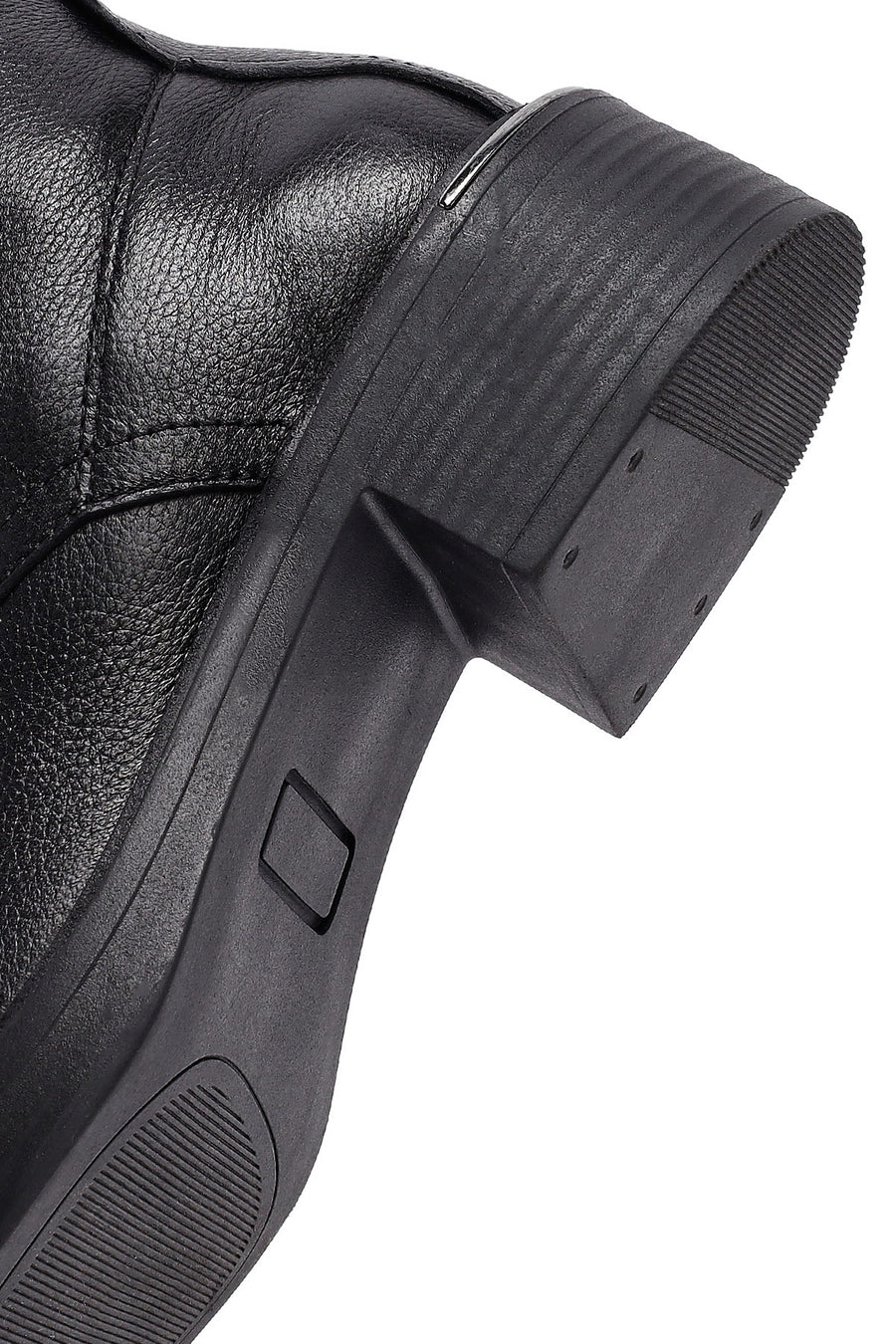 Women's Black Zippered Lace-Up Leather Ankle Boots