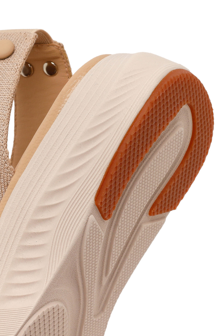 Women's Beige Strapped Thick-Soled Fabric Comfort Sandals