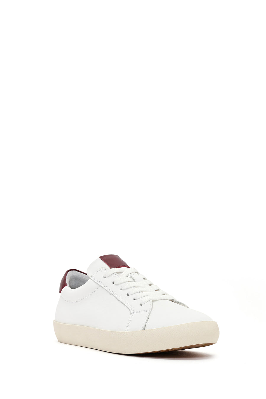 Women's White Lace-Up Leather Sneaker