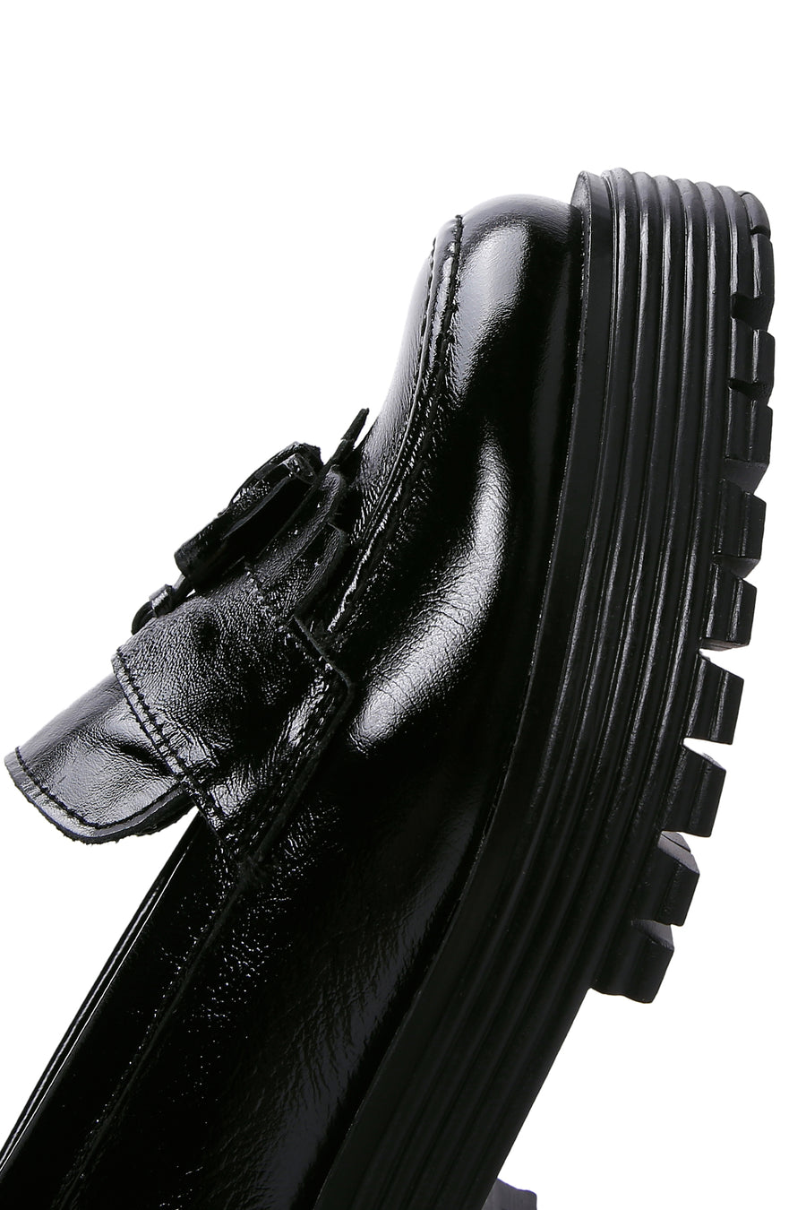 Women's Black Tassel Leather Masculine Loafer