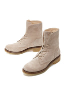Women's Beige Suede Leather Boots | Derimod