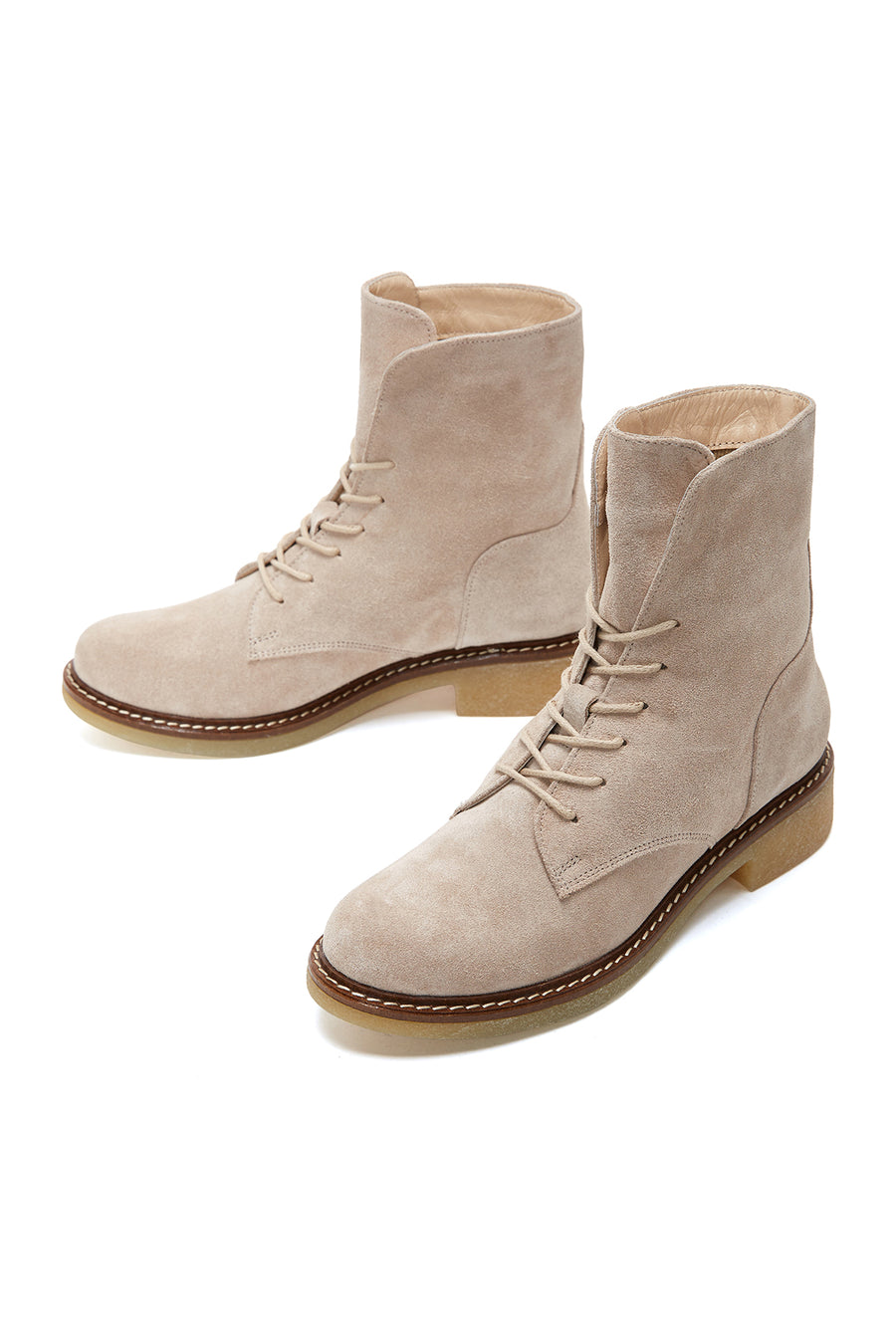 Women's Beige Suede Leather Boots