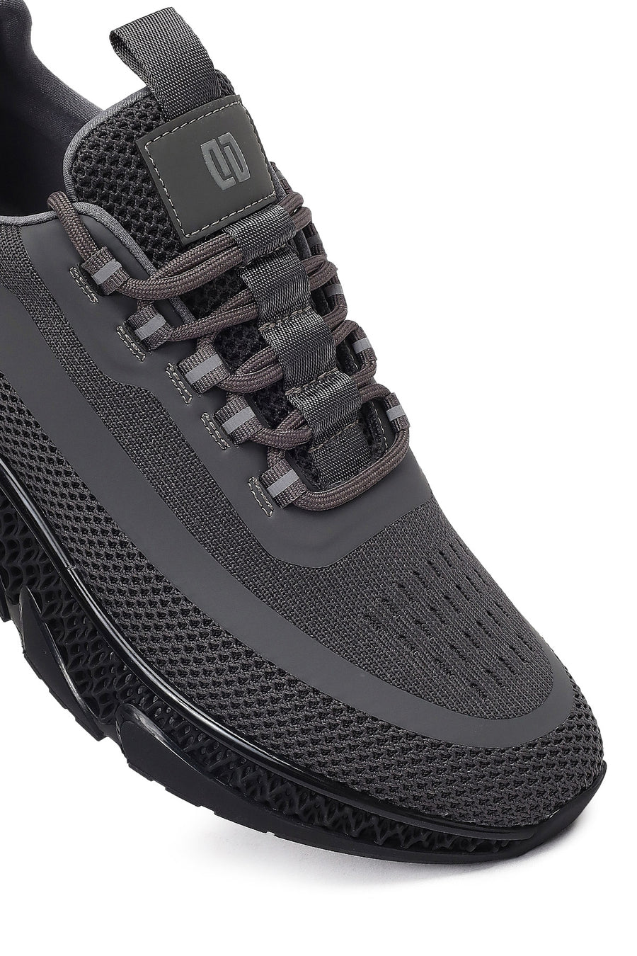 Derimod Zero Male Gray Thick-Soled Lace-Up Fabric Sneaker