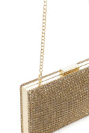 Women's Gold Long Strap Stone Mini Clutch Bag | Derimod