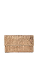 Women's Gold Long Chain Strap Stone Evening Clutch Bag | Derimod