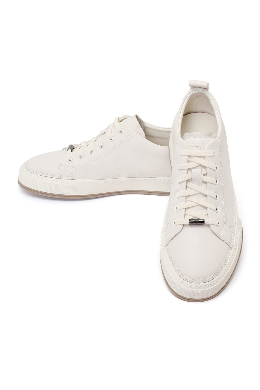 Erkek Beyaz Bağcıklı Deri Sneaker