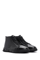 Men's Black Leather High Top Sneaker | Derimod
