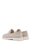 Women's Beige Suede Leather Masculine Loafer | Derimod