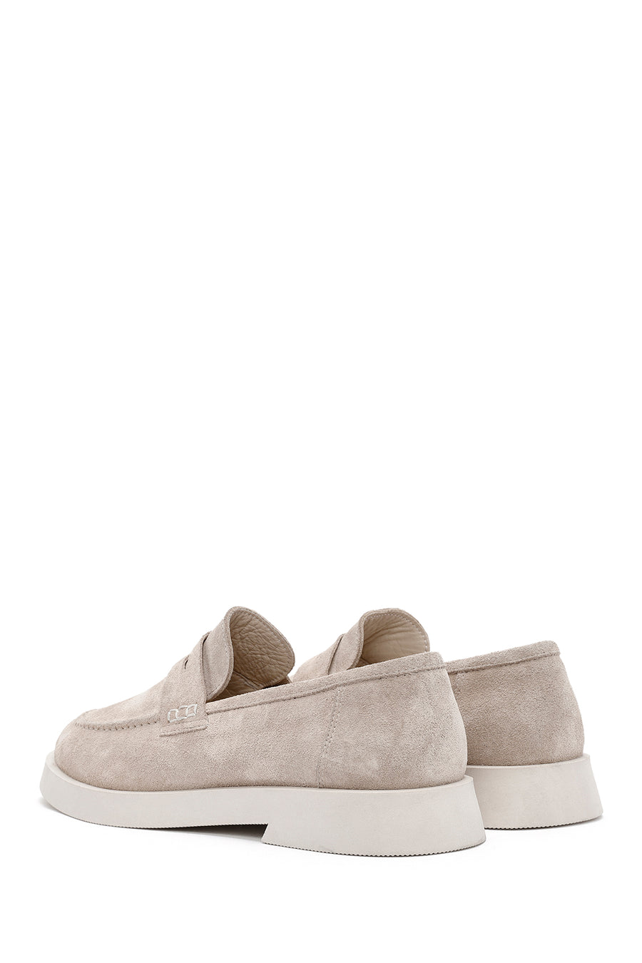 Women's Beige Suede Leather Masculine Loafer
