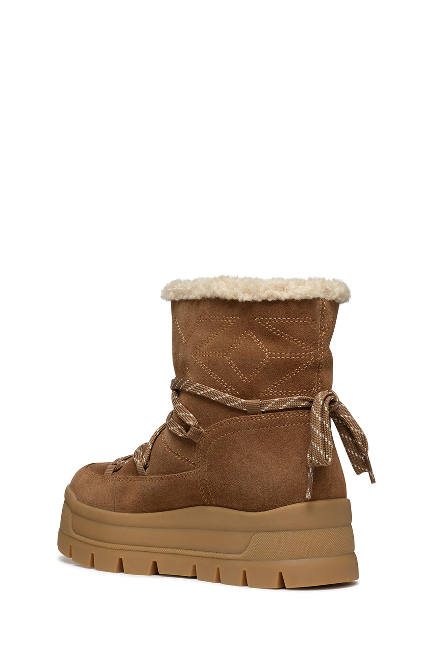 Geox Women's Brown Spherica Ec7.1 Abx Waterproof Suede Leather Boots with Fur
